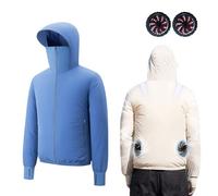 Veste Rafraîchissante D'été pour Hommes Et Femmes - Doublure en Maille, Ventilation Ultra-puissante 36 V, Visière Amovible pour Le Travail en Extérieur Et Le Vélo ,5XL,Blue