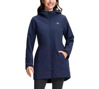 Veste randonnée femme longue -manteau softshell en polaire avec capuche-Imperméable et coupe-vent-Taille réglable-Parka de pluie avec fermeture éclair-Poches pour la randonnée（Bleu Foncé;2XL)