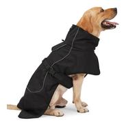 Veste Réfléchissante Réglable pour Grand Chien, Imperméable, Polaire Froide, Manteau Chaud À Col Roulé pour Animaux De Compagnie, Shiba Inu, Labrador, Bouledogue,Noir,M