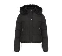 Veste réversible pour femme - En fourrure synthétique - Manteau matelassé - Court - Avec capuche - Manteau d'hiver chaud - Doudoune épaisse - Parka d'hiver chaude - Veste de mi-saison - M-3XL, Noir