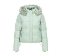 Veste réversible pour femme - En fourrure synthétique - Manteau matelassé - Court - Avec capuche - Manteau d'hiver chaud - Doudoune épaisse - Parka d'hiver chaude - Veste de mi-saison - M-3XL, Vert