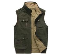 Veste Réversible sans Manches Homme Multipoches Gilet Reporter Photographie Chasse Peche Sports en Plein Air Blouson