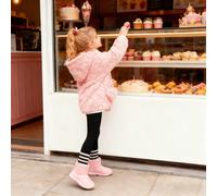 Veste rose doux et moelleux pour jeunes filles, décoré avec un motif texturé en 3D en forme de cœur, convient pour l'automne/l'hiver 6Y,7Y,4Y,5YRayé