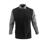 Veste Rouge pour Homme Rayé Couleur Unie avec Col à Manches Courtes Chemises d'Été Manches Longues, Blanc, Small
