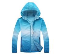 Veste Running Impermeable Veste de pluie solide pour femmes, grande taille, à capuche, coupe-vent, manteau ample, imperméable, sac de rangement à Poncho Impermeable Camouflage (Sky Blue, S)