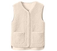 Veste sans Manche Femme Polaire Doudoune Chic V Automne Fausse Polaire Grosse Manteau sans Manche Chaud Chauffant Long Grande Laine Chauffante Gilets Femme4XL