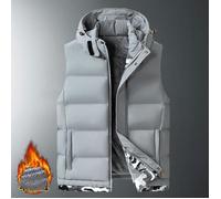 Veste sans Manche Homme A Capuche Double Poalire Chaude Grande Taille Camouflage - Gris XS