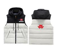Veste Sans Manche MAS-SEY FER-GUSON, Taille Hiver Doudoune, Gilets de Transition pour le Golf Équitation, Gilet(White,L)