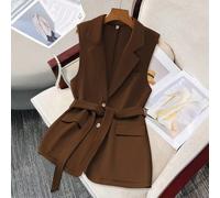 Veste sans manches décontractée et ample unicolore avec col cranté, pour la saison automnale L,M,S,XLPolyester