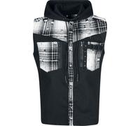 Veste Sans Manches Gothic de Vixxsin - Luther - Veste Sans Manches Noires & Blanches - XL à XXL - pour Homme - noir/gris/blanc XL
