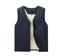Veste sans Manches Homme Bouton-Pression, Gilet Chaud Homme Col en V sans Capuche avec Poches Couleur Pure, Gilets Polaire Légère Fitness - Vetement Hiver Mode Outdoor Bleu foncé 3XL