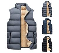 Veste sans manches pour homme - Gilet de travail doublé en polaire thermique - Col montant - Vêtement d'extérieur sans manches avec poches - Gilet matelassé rembourré, bleu, 4X-Large