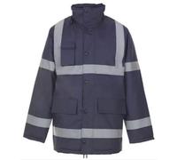 Veste sécurité Travail Parka étanche matelassé Haute visibilité pour Hommes - Bleu Marine avec Bandes réfléchissantes, XXXXL