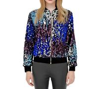 Veste Sequins Femme Soirée Femme Veste Noire Haut Paillettes Sequin Dorée Doree Blazer Noir Vetement Paillette Top Tenue De Fete Chic Manteau Court Scintillant Brillant Cintrée 3XL Tunique Manches