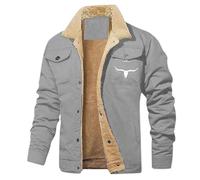 Veste Sherpa pour homme - Couleur unie - En peluche épaisse - Veste d'hiver chaude et coupe-vent - Fermeture éclair intégrale - Veste de transition avec doublure en polaire, gris clair, M