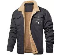 Veste Sherpa pour homme - Couleur unie - En peluche épaisse - Veste d'hiver chaude et coupe-vent - Fermeture éclair intégrale - Veste de transition avec doublure en polaire, gris foncé, L