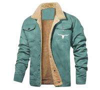 Veste Sherpa pour homme - Couleur unie - En peluche épaisse - Veste d'hiver chaude et coupe-vent - Fermeture éclair intégrale - Veste de transition avec doublure en polaire, vert, S