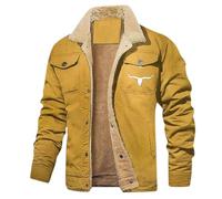 Veste Sherpa pour homme - Couleur unie - En peluche épaisse - Veste d'hiver chaude et coupe-vent - Fermeture éclair intégrale - Veste de transition avec doublure en polaire, jaune, XXL