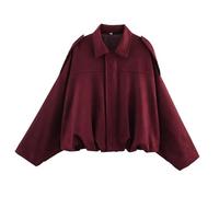 Veste Simili Cuir Femme Grande Taille Demi Saison Haut Courte Sport Simili Cuir Noir Suédine Parka Bombers d'hiver Chaude Aviateur Veste Femme Grande Taille Rouge foncé M