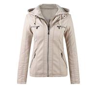 Veste Simili Cuir Femme Grande Taille Veste Moto Pas Cher Veste en Cuir Femmes Veste De SurvêTement Fille RéTro Courte Veste De Motard Fermeture éClair Fermeture éClai Manteau Slim Manteau De Moto