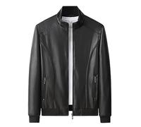 Veste Simili Cuir Homme Blouson Aviateur Chaud - Jacket Doublure Confortable Zippé Casual Doux Au Toucher Minimaliste Classique Coupe-Vent Col Montant ExtéRieur Quotidien