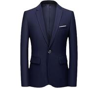 Veste Slim décontractée pour Hommes, Blazer à Un Bouton, dîner Formel, fête de Mariage, Smoking élégant (Bleu foncé,6XL)