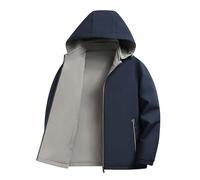 Veste softshell à capuche légère pour homme - Veste de transition baggy légère - Veste d'automne confortable et polyvalente - Veste de cyclisme chaude et douce - Veste d'aviateur ample, O bleu marine