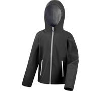 Veste softshell à capuche Result Core Junior BC3251 (13/14 ans (156/164)) (Noir/Gris)