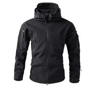 Veste softshell d'extérieur pour homme - Imperméable et respirante - Coupe-vent - Col montant - Veste de transition avec fermeture éclair - Solide - Simple - Veste de loisirs avec capuche - Léger -