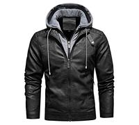 Veste Softshell Homme - Automne et Hiver Hommes Peuvent enlever des vêtements en Cuir à Capuche Mode Slim rétro PU Veste en Cuir Mode Hommes Manteau Veste en Jean Homme Cher