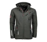 Geographical Norway ROYAUTE MEN - Veste Softshell Homme Impermeable - Manteau À Capuche Outdoor - Blouson Coupe Vent Tactique Resistant Hiver - Activites En Exterieur (Gris foncé/Noir S)