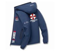 Veste Softshell Homme Imperméable Resid.ent evil, Respirante Trench Cape, Vestes légère pour hommes printemps automne(Blue,S)