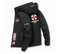 Veste Softshell Homme Imperméable Resid.ent evil, Respirante Trench Cape, Vestes légère pour hommes printemps automne(Black,3XL)