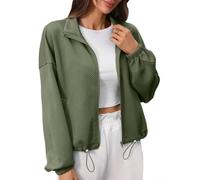 Veste Softshell imperméable avec capuche - Manteau de pluie coupe-vent pour randonnée et escalade - Fermeture éclair de couleur unie - Coupe ample - Taille S à XXL (vert militaire, taille M)