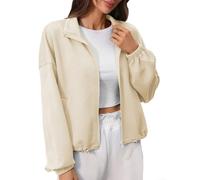 Veste Softshell imperméable avec capuche - Manteau de pluie coupe-vent pour randonnée et escalade - Fermeture éclair de couleur unie - Coupe ample - Taille S à XXL (abricot M)