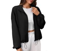 Veste Softshell imperméable avec capuche - Manteau de pluie coupe-vent pour randonnée et escalade - Fermeture éclair de couleur unie - Coupe ample - Taille S à XXL (noir M)