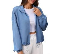 Veste Softshell imperméable avec capuche - Manteau de pluie coupe-vent pour randonnée et escalade - Fermeture éclair de couleur unie - Coupe ample - Taille S à XXL (bleu L)