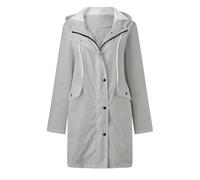 Veste softshell longue élégante pour femme - Veste de pluie imperméable doublée - Veste fonctionnelle longue avec capuche - Veste d'extérieur - Automne - Trench - Grandes tailles - Veste demi-saison