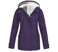 Veste softshell longue imperméable pour femme - Veste d'hiver chaude doublée en polaire - Veste de pluie zippée - Avec capuche - Coupe-vent - Parka mi-saison - Veste polaire décontractée, lilas
