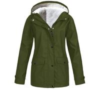 Veste softshell longue imperméable pour femme - Veste d'hiver chaude doublée en polaire - Veste de pluie zippée - Avec capuche - Coupe-vent - Parka mi-saison - Veste polaire décontractée, AG, XXL