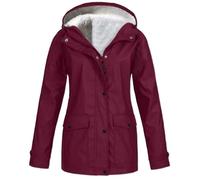 Veste softshell longue imperméable pour femme - Veste d'hiver chaude doublée en polaire - Veste de pluie zippée - Avec capuche - Coupe-vent - Parka mi-saison - Veste polaire décontractée, Bordeaux, M