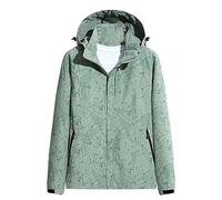Veste softshell pour femme - Impression tendance - Veste à capuche solide - Veste de sport d'extérieur - Veste fonctionnelle coupe-vent et imperméable - Veste demi-saison printemps et automne -