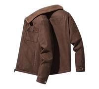 Veste softshell pour homme - Coupe-vent - En daim - Manteau chaud - Veste d'hiver épaisse - Doublure - Coupe-vent - Col rabattu - Veste fonctionnelle - Veste d'extérieur pour la randonnée, le vélo, le