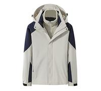 Veste softshell pour homme - Veste de pluie pour homme - 3XL - Imperméable - Automne - Hiver - 2 pièces - Veste fonctionnelle - Coupe-vent - Veste de pluie respirante - Anorak - Avec capuche, Blanc
