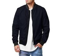 Veste Sport Homme Printemps Automne Lâche Blouson Aviateur Homme Couleur Unie Tendance Mode Veste Décontracté Homme Simplicité All-Match Grande Taille Veste Zippée Homme A-Navy L