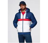 Veste sportive matelassée style rétro à col montant - Ombre - Pour Homme - Bleu-blanc S