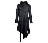Veste Steampunk en coton avec capuche - Manteau long pour homme surdimensionné - Style uniforme - Cosplay Anime Streetwear - Halloween - Couleur unie - Veste de loisirs vintage, Z2 - Noir., XXXXXL
