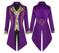 Veste Steampunk pour homme 2025 - Style gothique - Midi - Manteau doré - Broderie victorienne - Jupe de marche rétro médiévale Tuxedo - Élégant - Vêtements de théâtre - Vampire - Cosplay - Costume
