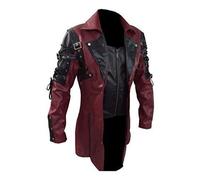 Veste steampunk pour homme - Costume de vampire - Costume de pirate - Costume de gentleman - Chaud - Coupe-vent - Gilet vintage - Steampunk gothique, Rouge, M