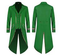 Veste steampunk pour homme - Coupe ajustée - Manteau gothique pour homme - Midi tendance - Avec boutons - Jupe de marche médiévale - Cour victorienne - Gilet élégant Tuxedo - Costume d'Halloween